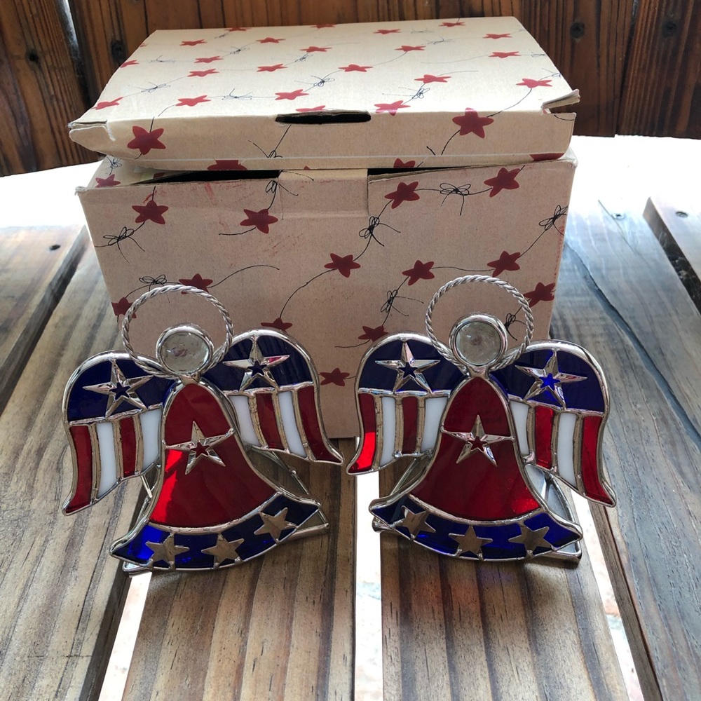 FINALPRICE 2- pc July 4th Angels Tea Lamp Votives
